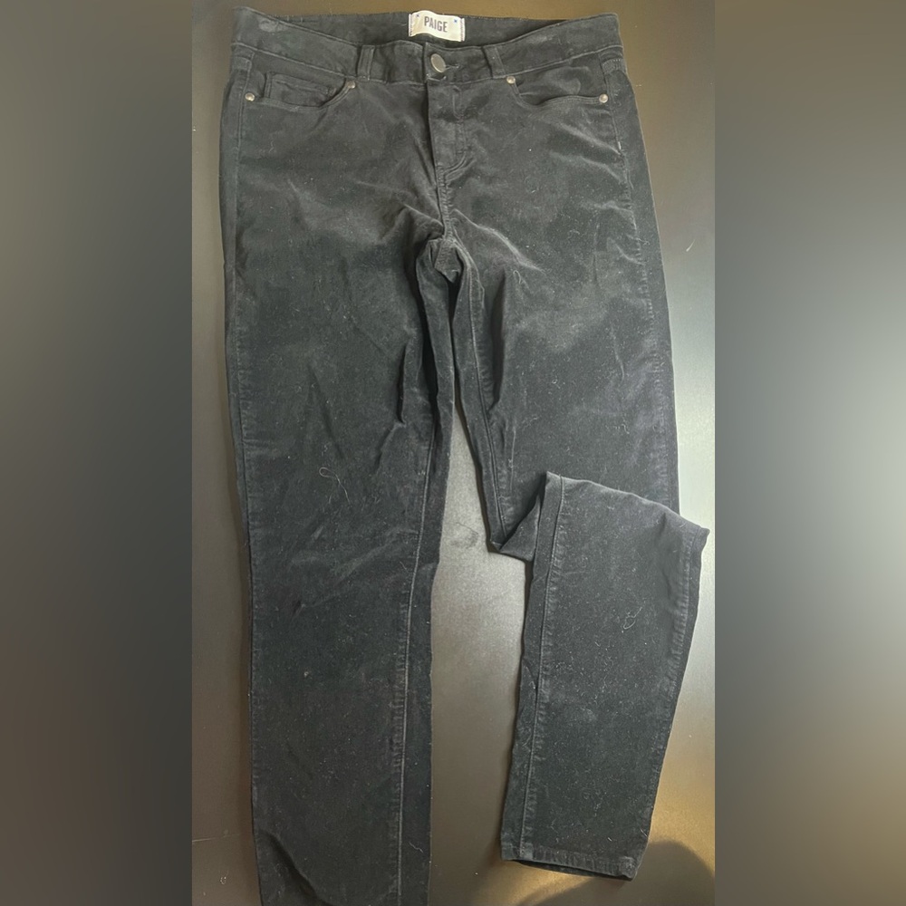 Paige Verdugo Ultra Skinny Solid Black Velvet Jeans Size 29 EUC